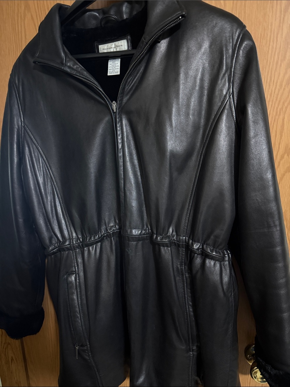 Preston & York Black Women's Leather Zip Jacket